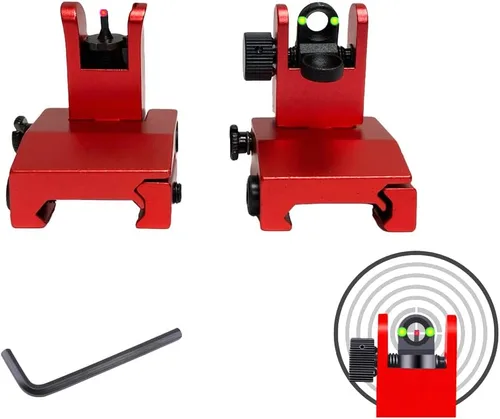 Vista 10 de Miras de hierro abatible de fibra óptica TPO para riel Picatinny, miras de respaldo delanteras y traseras