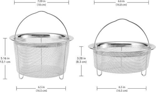 Vista 2 de Instant Pot Official Mesh Steamer Basket Set, Stainless Steel, Dual-Purpose Steamer & Strainer, Easy-Lift Handle, Dishwasher Safe, Rust-Resistant