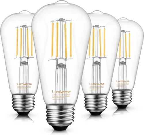 Bombilla Edison LED regulable ST19, 5.5 W (equivalente a 60 W) 500 LM, CRI 95+, 2700 K blanco suave, base media E26, filamento vintage, vidrio