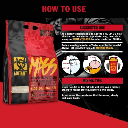 Vista 5 de Bono de tamaño y fuerza definitivo Mutant Mass Gainer, para aumentar las libras deseadas, 1, 1