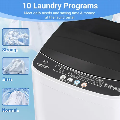 Vista 4 de Lavadora portátil de 15 libras, lavadora y secadora automática completa de 1.9 pies cúbicos con 8 programas de lavado, lavadora compacta