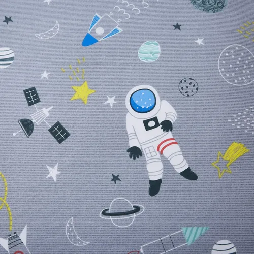 Vista 3 de Brandream Juego de ropa de cama de astronauta del espacio exterior para niños, tamaño individual, color gris, 100% algodón, cierre de cremallera