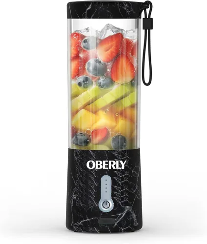 OBERLY - Licuadora portátil para batidos y batidos, licuadora personal mejorada para proteínas con USB recargable, hielo triturado, frutas y bebidas