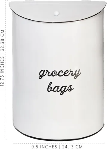 Vista 6 de AuldHome Design - Soporte para bolsas de comestibles rústico (tamaño XL); Dispensador de bolsas de plástico vintage de esmalte estilo granja