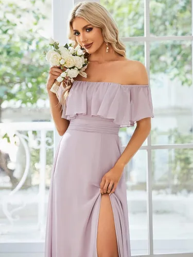 Vista 5 de Ever-Pretty Womens Off The Shoulder Ruffle Party Dresses Side Split Beach Maxi Dress 00968