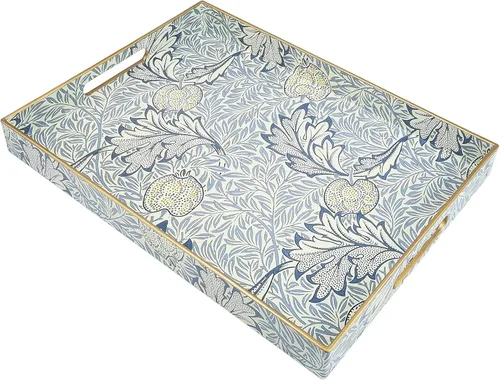 Vista 15 de Bandeja rectangular de plástico para servir con asas, elegante bandeja decorativa para mesa de café, otomana, sala de estar, cocina, uso al aire