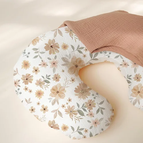 Vista 4 de Konssy Paquete de 2 fundas de almohada de muselina para lactancia, suaves y adorables fundas de lactancia para almohadas de amamantamiento, fundas