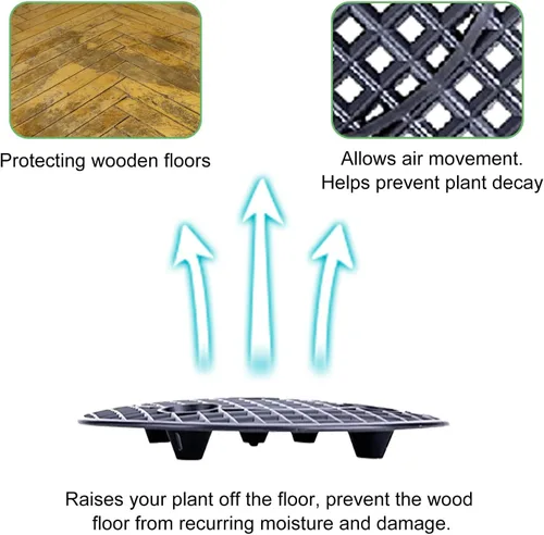 Vista 6 de Tefola 6 soportes para plantas en maceta, 11.8 pulgadas, protector de suelo para patio y terraza, soportes para plantas al aire libre e