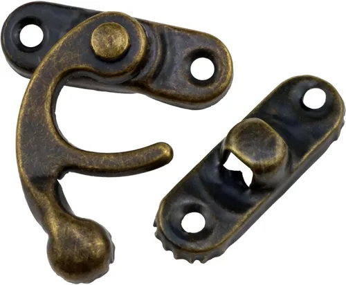 Vista 2 de 4 piezas de bronce Mini cierre de brazo oscilante de bronce Cierre de cerrojo antiguo adecuado para cajas de joyería, regalos, cajas de madera