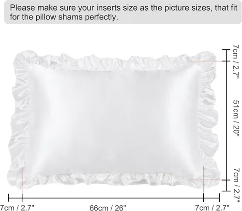 Vista 7 de PiccoCasa Juego de 2 fundas de almohada de lujo con volantes, fundas de almohada retro sedosas con volantes, fundas de almohada de satén de 85 GSM