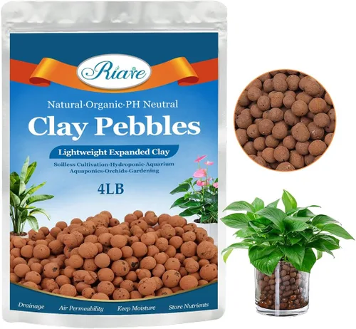 Vista 8 de Riare Guijarros de arcilla expandida orgánica de 2 libras, bolas de leca natural de 0.157 a 0.630 pulgadas, ligeras piedras de arcilla hidropónica