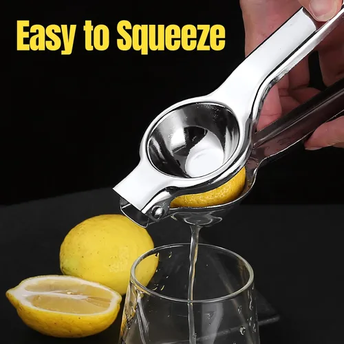 Vista 4 de Exprimidor de limón prémium de acero inoxidable, exprimidor manual de limón, exprimidor eficiente de cítricos con cuenco de metal para extracción