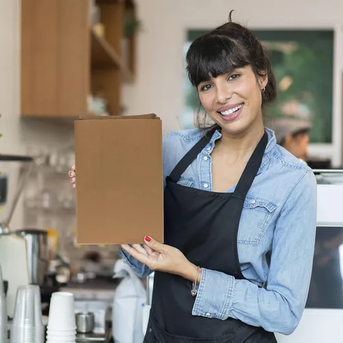 Vista 3 de Bolsas de papel Kraft desechables de Prime Line Packaging, bolsas para lonchera extra grandes para llevar golosinas, comestibles, uso en panadería