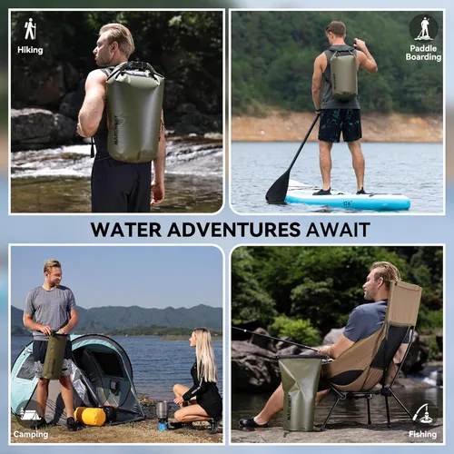 Vista 6 de MARCHWAY - Bolso seco flotante e impermeable 1.32/2.64/5.28/7.93/10.57 galones, parte superior enrollable, mantiene secos equipos de kayak rafting