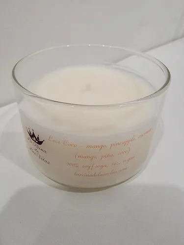 Vista 3 de Loco Coco Soy Candle Pineapple Mango Coconut (wood wick, 4 oz)