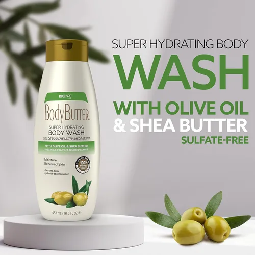 Vista 3 de Gel de baño súper hidratante con aceite de oliva y manteca de karité sin sulfato - 16.5 oz