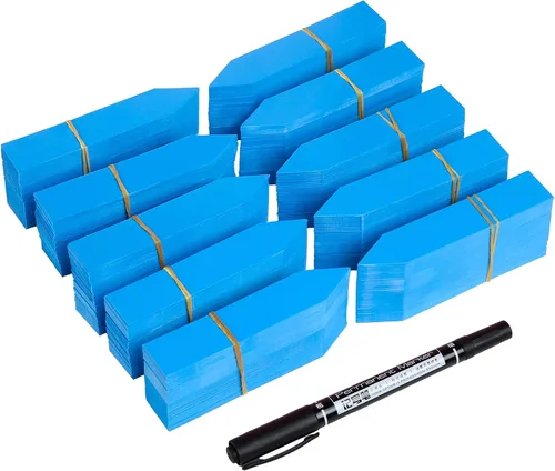 1000 etiquetas para plantas, marcadores de plástico de 4 pulgadas para macetas de jardín, etiquetas impermeables para plantas, color azul