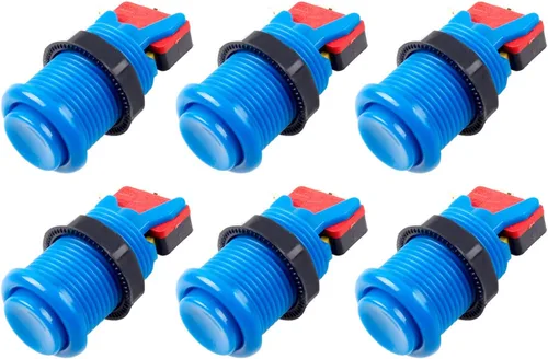 Vista 11 de EG STARTS 6 botones de arcada estándar de estilo americano conmutables tipo Happ de 1.181 in Terminal de 3/16 pulgadas para piezas de kit Jamma Mame