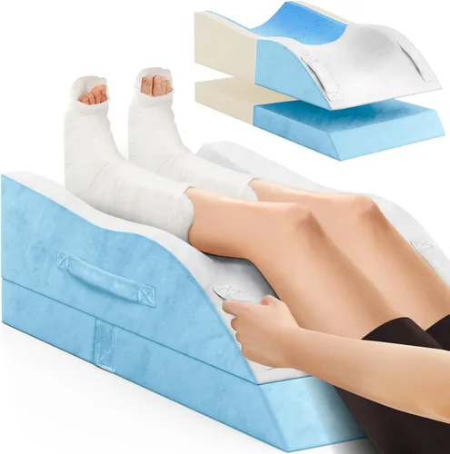 Vista 9 de TranquilRelax Almohadas de elevación de piernas, almohada de cuña para después de una cirugía o descanso, soporte de piernas de espuma viscoelástica