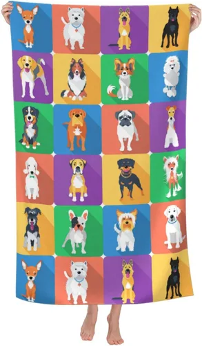 Vista 11 de VOOHDDY Boston Terrier - Toalla de playa para perro, grande, suave, absorbente, microfibra, secado rápido, toallas de baño de gran tamaño para baño