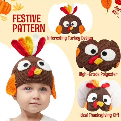 Vista 2 de JOYIN Gorro de pavo con orejeras - Accesorio de fotografía para bebés pequeños, carnaval cosplay