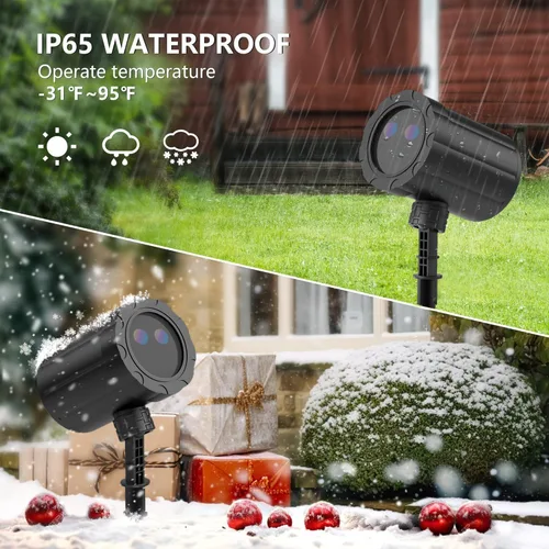 Vista 8 de Proyector de luces de Navidad para exteriores, luz de proyección de estrellas rojas y verdes de BLOFUN con 3 modos de iluminación, control remoto