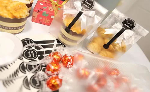 Vista 9 de SAILING-GO - Paquete de 100 bolsas de plástico translúcidas para galletas, pasteles, chocolate, dulces, envoltorios de aperitivos, buenas