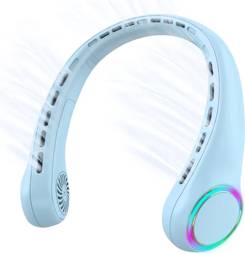 Vista 11 de Ventilador de cuello, ventilador portátil con vida útil de 5 a 17 horas, ventilador de cuello de 4000 mAh con 3 velocidades ajustables y 64 luces