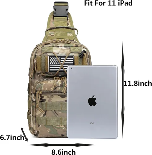 Vista 4 de Mochila táctica tipo bandolera militar para hombre, bolsa cruzada de un hombro, 10L