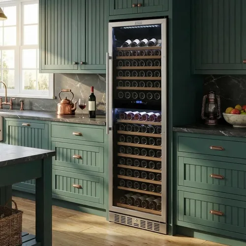 Vista 13 de Empava Refrigerador de vino de doble zona de 15 pulgadas con puerta de vidrio reversible, refrigerador independiente con luz LED, control táctil