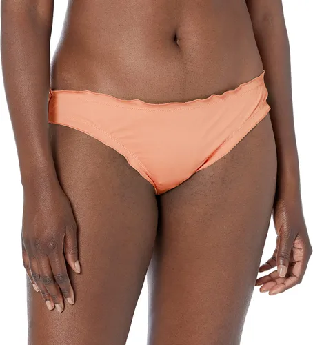 Smart & Sexy Parte inferior de bikini con volantes y espalda fruncida para mujer, multicolorfantasía (Peach Luster)