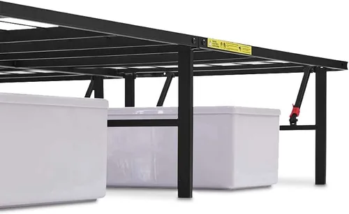 Vista 42 de Yaxa Basics Base de cama con almacenamiento, plataforma de metal plegable, acero resistente, no necesita somier, 14 pulgadas de alto, instalación