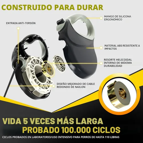 Vista 3 de Fida Correa retráctil mejorada para perros de 30 pies, correa resistente para mascotas para razas medianas/grandes de hasta 110 libras, correa