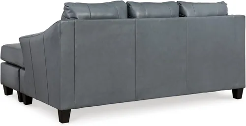 Vista 8 de Signature Design by Ashley Genoa - Sofá modular de cuero moderno con diván, color azul