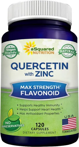 aSquared Nutrition Quercetina 1000 mg con suplemento de zinc – 120 cápsulas – Quercetina dihidrato con saúco negro y zinc – Píldoras complejas de