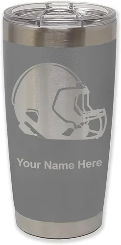 Vista 15 de LaserGram Vaso aislado al vacío de 20 onzas, casco de fútbol, grabado personalizado incluido (morado claro)