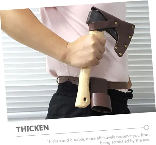 Vista 3 de Funda protectora de hacha y fácil de transportar hecha de piel sintética gruesa, ideal para actividades al aire libre