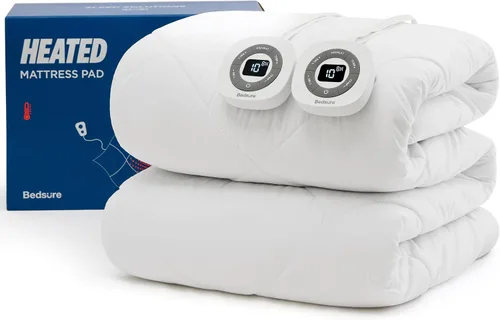 Vista 13 de Bedsure Almohadilla térmica para colchón individual – Calentador de cama con funciones de memoria y precalentamiento, apagado automático de 12 horas