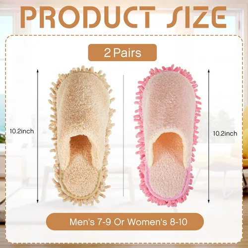 Vista 2 de 2 pares de pantuflas de microfibra para limpieza del suelo, de felpilla, de limpieza lavables, de limpieza del hogar, herramientas de limpieza