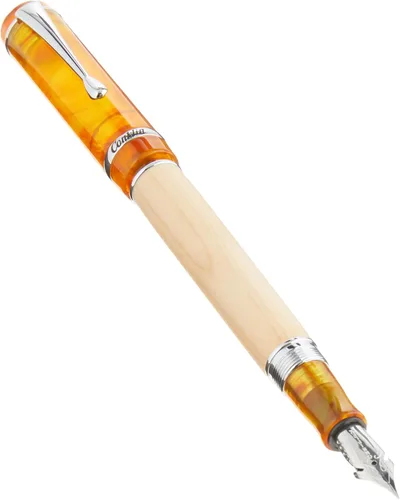 Vista 24 de Conklin Duragraph - Pluma estilográfica ámbar, punta media de oro macizo de 14 quilates, elegante herramienta de escritura con acabado ámbar cálido