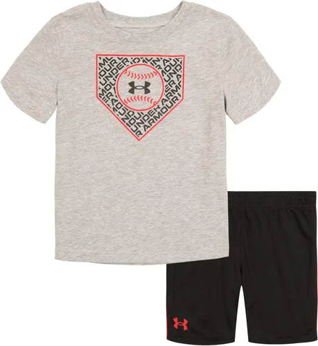 Under Armour Conjunto de camiseta de manga corta y pantalón corto para niños, ligero y transpirable