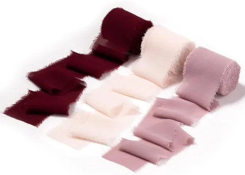 Vista 9 de DORIS HOME Cinta de gasa azul bebé para ramo de flores, cinta de tela de 2 pulgadas x 21 yardas para envolver regalos, cinta deshilachada hecha a