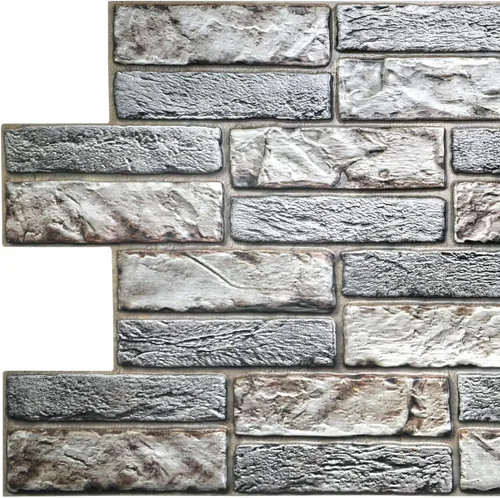 Dundee Deco PG7008-5 Panel de pared 3D de PVC de ladrillo antiguo de imitación de ladrillo gris claro, 3.2 pies x 1.6 pies (37.8 in x 18.9 in),