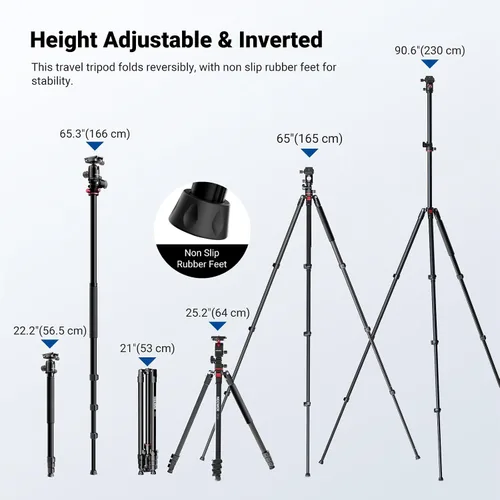 Vista 4 de NEEWER Trípode horizontal superior de 90 pulgadas de altura para cámara