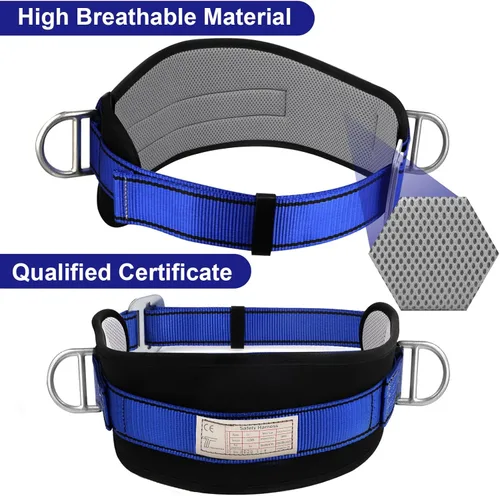 Vista 4 de Trsmima - Cinturón de seguridad para escalar, cinturón de escalada con almohadilla para la cintura y 2 anillos D, kit de cinturón de seguridad