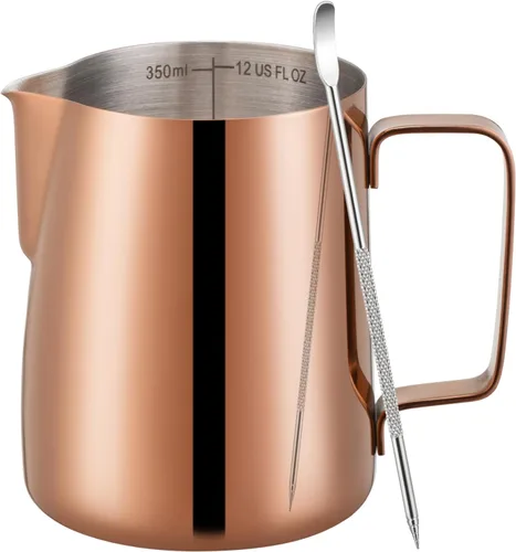 Vista 21 de Amrules Tazas de café expreso negras, taza de medición de café de 7 oz/200 ml con asa de madera, taza de espresso de acero inoxidable 304 con escala