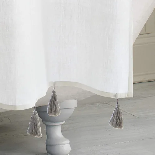 Vista 5 de Panama Stripe Cortina de ducha 100% tela de algodón para baño, de 72 x 72 pulgadas /182.88 x 182.88 cm.