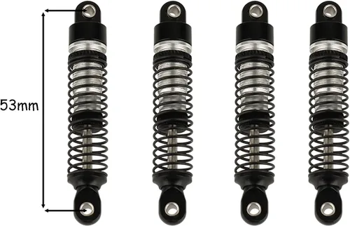 Vista 2 de 4 piezas de amortiguadores de aluminio de 53mm/59mm/65mm/78mm con rosca de aceite para 1/18 RC Crawler TRX4M TRX-4M Bronco Defender K10, piezas