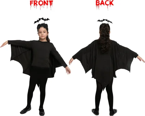 Vista 2 de Bat Costume for Kids Kids Bat Costume with Headband Eye Mask False Tooth Bat Wings
