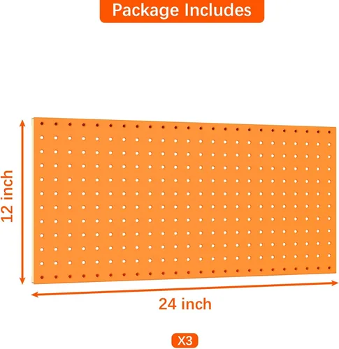 Vista 4 de TORACK 3 paneles de metal (12 x 24 pulgadas) para pared, garaje, herramientas, almacenamiento, tablero de clavijas para banco de trabajo, kit